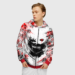 Толстовка 3D на молнии мужская ТОКИЙСКИЙ ГУЛЬ КЕН КАНЕКИ, цвет: 3D-красный — фото 2