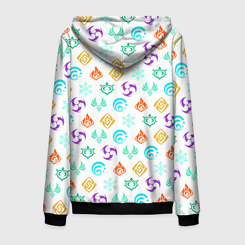 Мужская толстовка на молнии GENSHIN IMPACT ЭМБЛЕМЫ / 3D-Черный – фото 2