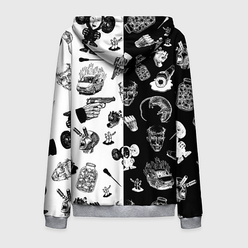 Мужская толстовка на молнии КРОВОСТОК ТАТУИРОВКИ ЧБ / 3D-Меланж – фото 2
