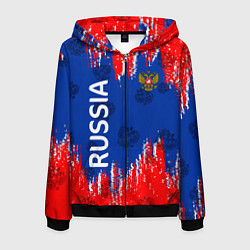 Толстовка 3D на молнии мужская RUSSIA, цвет: 3D-черный