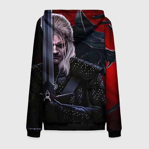 Мужская толстовка на молнии Ведьмак Геральт / 3D-Черный – фото 2