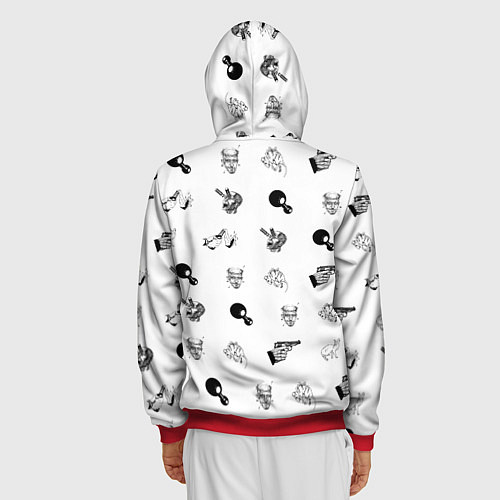 Мужская толстовка на молнии Кровосток Паттерн Z / 3D-Красный – фото 4