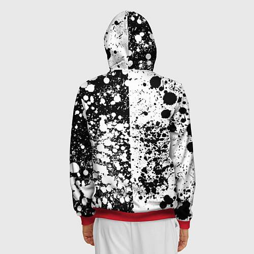 Мужская толстовка на молнии Geometry Dash: Black / 3D-Красный – фото 4