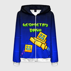 Толстовка 3D на молнии мужская Geometry Dash, цвет: 3D-белый