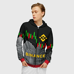 Толстовка 3D на молнии мужская BINANCE БИНАНС ГРАФИК, цвет: 3D-красный — фото 2