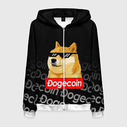 Толстовка 3D на молнии мужская DOGECOIN DOGE ДОГИКОИН, цвет: 3D-белый