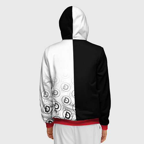 Мужская толстовка на молнии DOGECOIN DOGE КАРМАН / 3D-Красный – фото 4