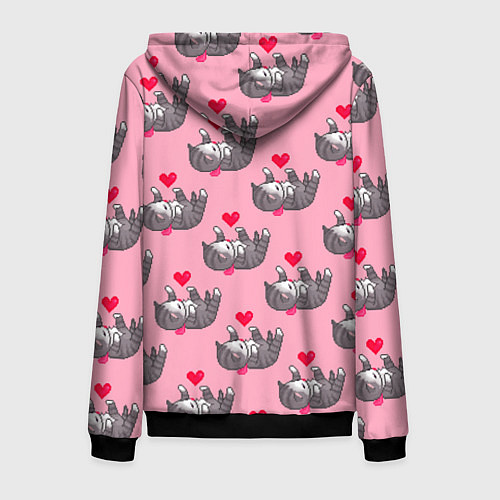 Мужская толстовка на молнии Пиксельные котики / 3D-Черный – фото 2