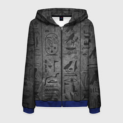Толстовка 3D на молнии мужская Египетские Иероглифы 3D, цвет: 3D-синий