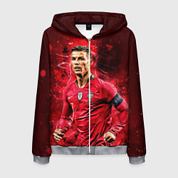 Толстовка 3D на молнии мужская Криштиану Роналду Португалия, цвет: 3D-меланж
