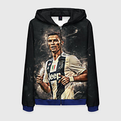 Толстовка 3D на молнии мужская Криштиану Роналду Ювентус, цвет: 3D-синий