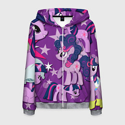 Толстовка 3D на молнии мужская Twilight Sparkle, цвет: 3D-меланж