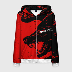 Мужская толстовка на молнии Красный волк 3D