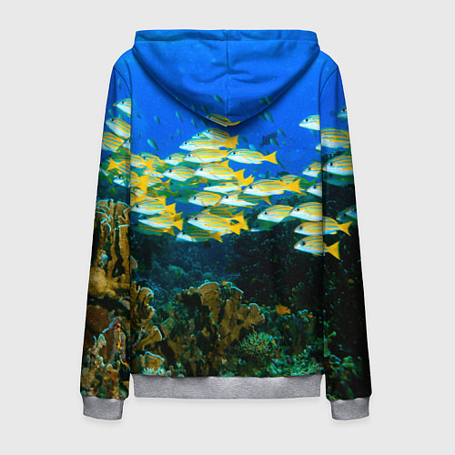 Мужская толстовка на молнии Коралловые рыбки / 3D-Меланж – фото 2