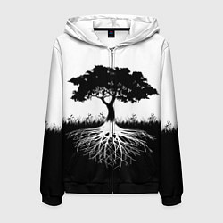 Толстовка 3D на молнии мужская ДЕРЕВО ИНЬ-ЯНЬ, цвет: 3D-черный
