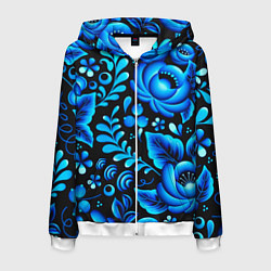 Толстовка 3D на молнии мужская Гжель, цвет: 3D-белый