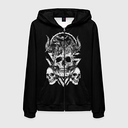 Толстовка 3D на молнии мужская Черепа и Вороны Skulls Raven, цвет: 3D-черный