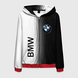 Толстовка 3D на молнии мужская Black and White BMW, цвет: 3D-красный