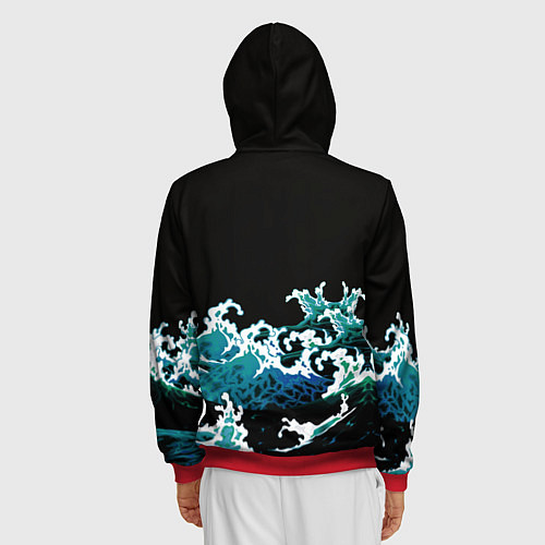 Мужская толстовка на молнии Корабль на Волнах Кракен / 3D-Красный – фото 4