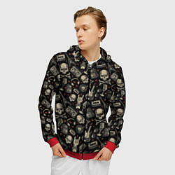 Толстовка 3D на молнии мужская Scull pattern rock, цвет: 3D-красный — фото 2