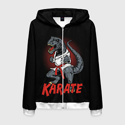 Толстовка 3D на молнии мужская KARATE T-REX, цвет: 3D-белый
