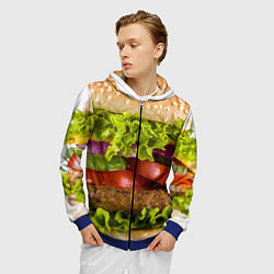 Толстовка 3D на молнии мужская Бургер, цвет: 3D-синий — фото 2