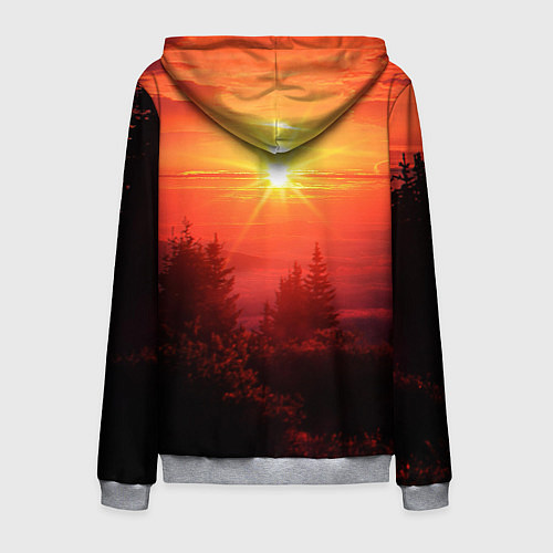 Мужская толстовка на молнии УТРЕННИЙ РАССВЕТ НАД ОБЛАКАМИ / 3D-Меланж – фото 2