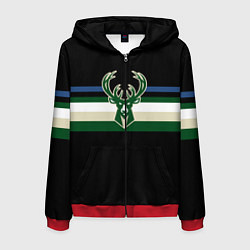 Толстовка 3D на молнии мужская Milwaukee Bucks форма Statement Edition, цвет: 3D-красный