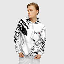 Толстовка 3D на молнии мужская MASS EFFECT ПОСЛЕДНИЙ БОЙ БЕЛ, цвет: 3D-белый — фото 2