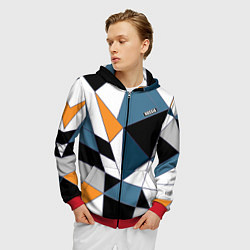 Толстовка 3D на молнии мужская Геометрический узор, цвет: 3D-красный — фото 2