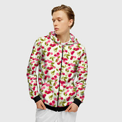 Толстовка 3D на молнии мужская Спелая вишня, цвет: 3D-черный — фото 2