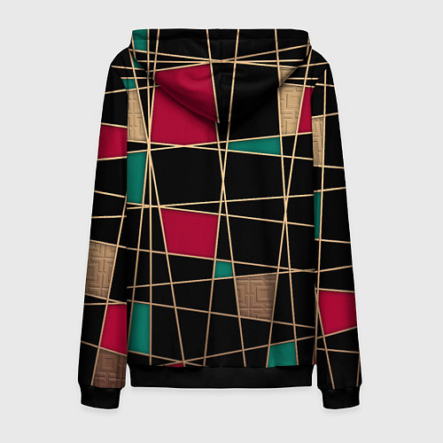 Мужская толстовка на молнии Модный абстрактный узор / 3D-Черный – фото 2