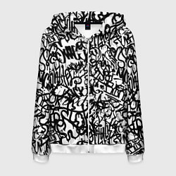 Толстовка 3D на молнии мужская Graffiti black on white, цвет: 3D-белый
