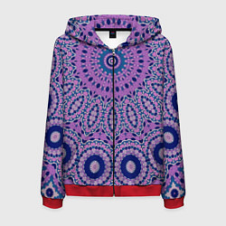 Толстовка 3D на молнии мужская Сиреневый калейдоскоп, цвет: 3D-красный