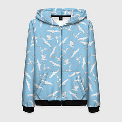 Мужская толстовка на молнии Чайки в небе паттерн