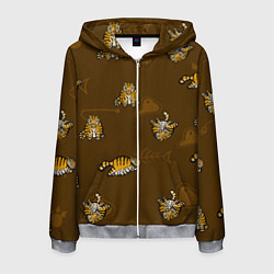 Толстовка 3D на молнии мужская Тигрята, цвет: 3D-меланж