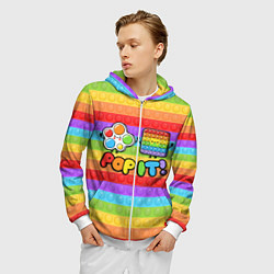 Толстовка 3D на молнии мужская POP IT - SIMPLE DIMPL, цвет: 3D-белый — фото 2