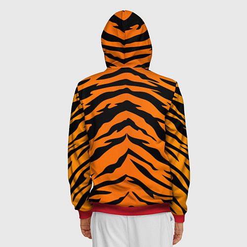 Мужская толстовка на молнии Шкура тигра / 3D-Красный – фото 4