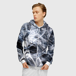 Толстовка 3D на молнии мужская Графика дыма, цвет: 3D-белый — фото 2