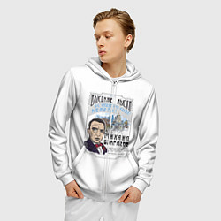 Толстовка 3D на молнии мужская Булгаков Высокие мысли, цвет: 3D-белый — фото 2