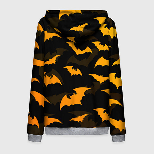 Мужская толстовка на молнии ЛЕТУЧИЕ МЫШИ НОЧЬ ХЕЛЛОУИН HALLOWEEN NIGHT BATS / 3D-Меланж – фото 2