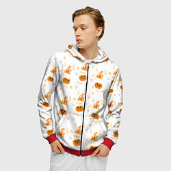 Толстовка 3D на молнии мужская Patern Halloween 23, цвет: 3D-красный — фото 2