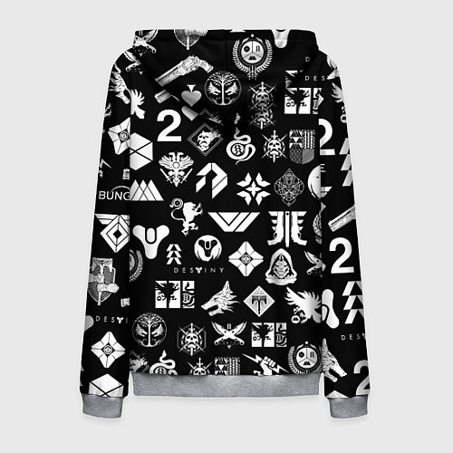 Мужская толстовка на молнии DESTINY 2 PATTERN GAME LOGO ДЕСТИНИ 2 ПАТТЕРН СИМВ / 3D-Меланж – фото 2