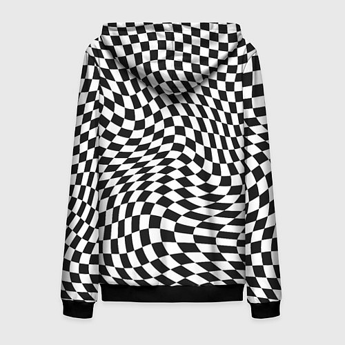 Мужская толстовка на молнии Черно-белая клетка Black and white squares / 3D-Черный – фото 2