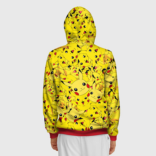 Мужская толстовка на молнии ПИКАЧУ ПОКЕМОН PIKA PIKA / 3D-Красный – фото 4