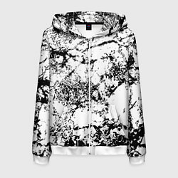 Толстовка 3D на молнии мужская Эффект линогравюры, цвет: 3D-белый