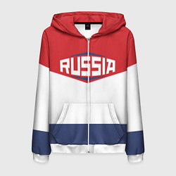 Толстовка 3D на молнии мужская Russia, цвет: 3D-белый
