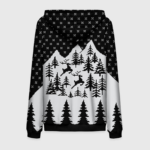 Мужская толстовка на молнии Северные Олени в Горах / 3D-Черный – фото 2