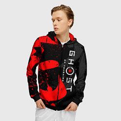 Толстовка 3D на молнии мужская GHOST OF TSUSHIMA ПРИЗРАК ЦУСИМЫ, цвет: 3D-черный — фото 2