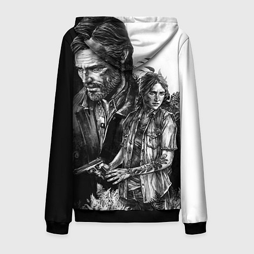 Мужская толстовка на молнии THE LAST OF US ЧЁРНО БЕЛЫЙ / 3D-Черный – фото 2